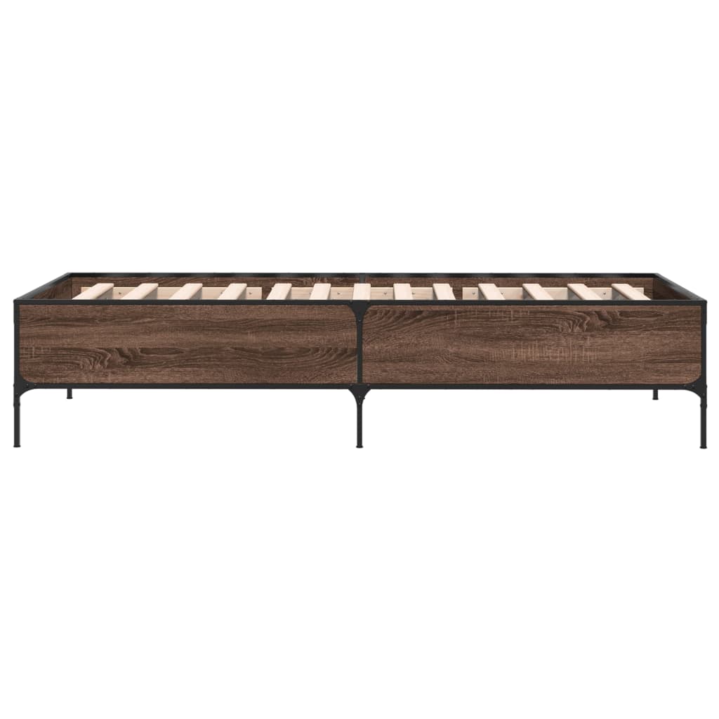 vidaXL Rama łóżka, brązowy dąb, 100x200 cm, materiał drewnopochodny