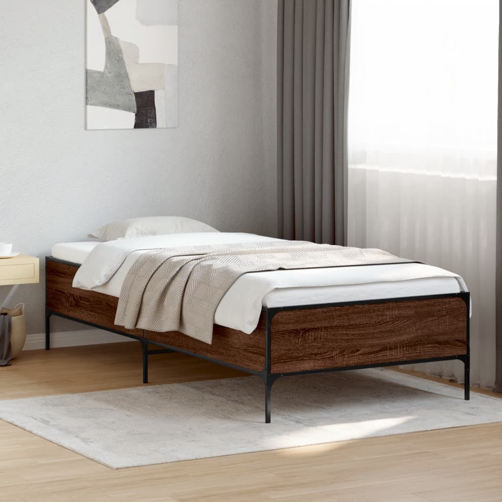 vidaXL Rama łóżka, brązowy dąb, 100x200 cm, materiał drewnopochodny