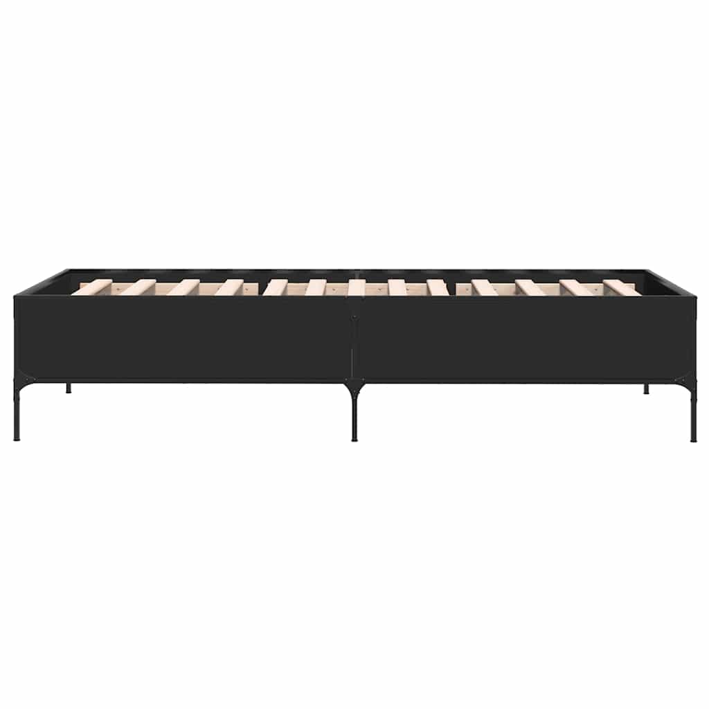 vidaXL Rama łóżka, czarna, 90x200 cm, materiał drewnopochodny i metal