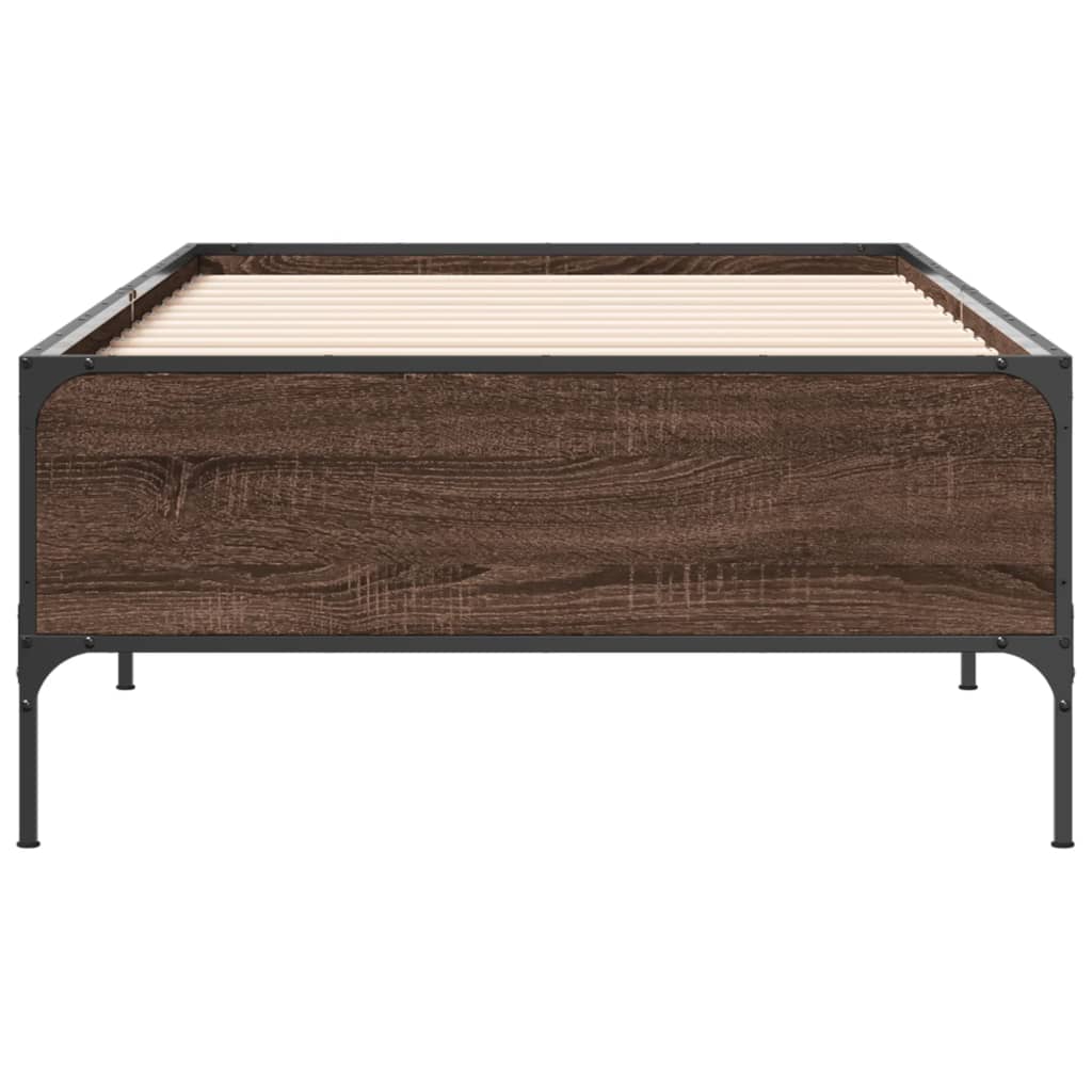 vidaXL Rama łóżka, brązowy dąb, 90x200 cm, materiał drewnopochodny