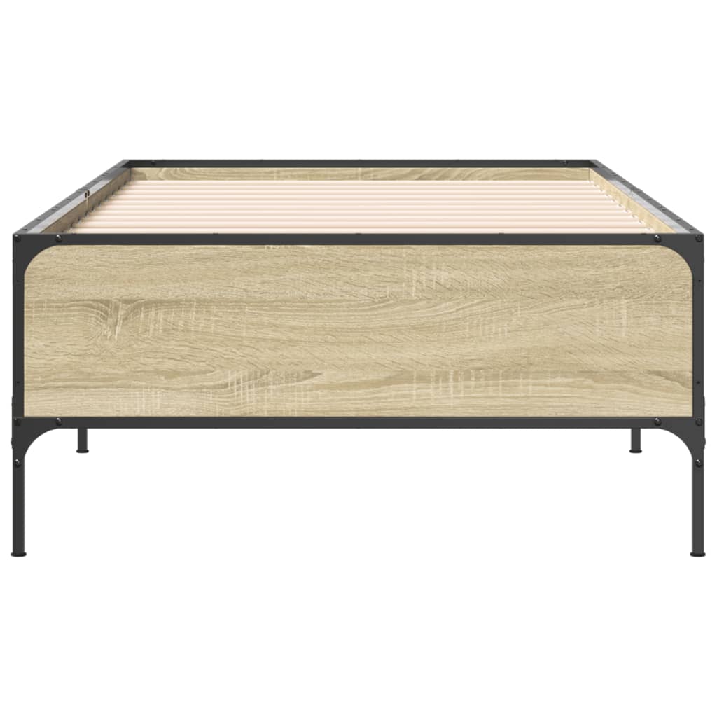vidaXL Rama łóżka, dąb sonoma, 75x190 cm, materiał drewnopochodny