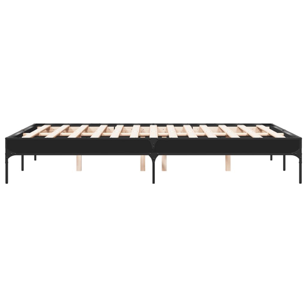 vidaXL Rama łóżka, czarna, 120x200 cm, materiał drewnopochodny i metal