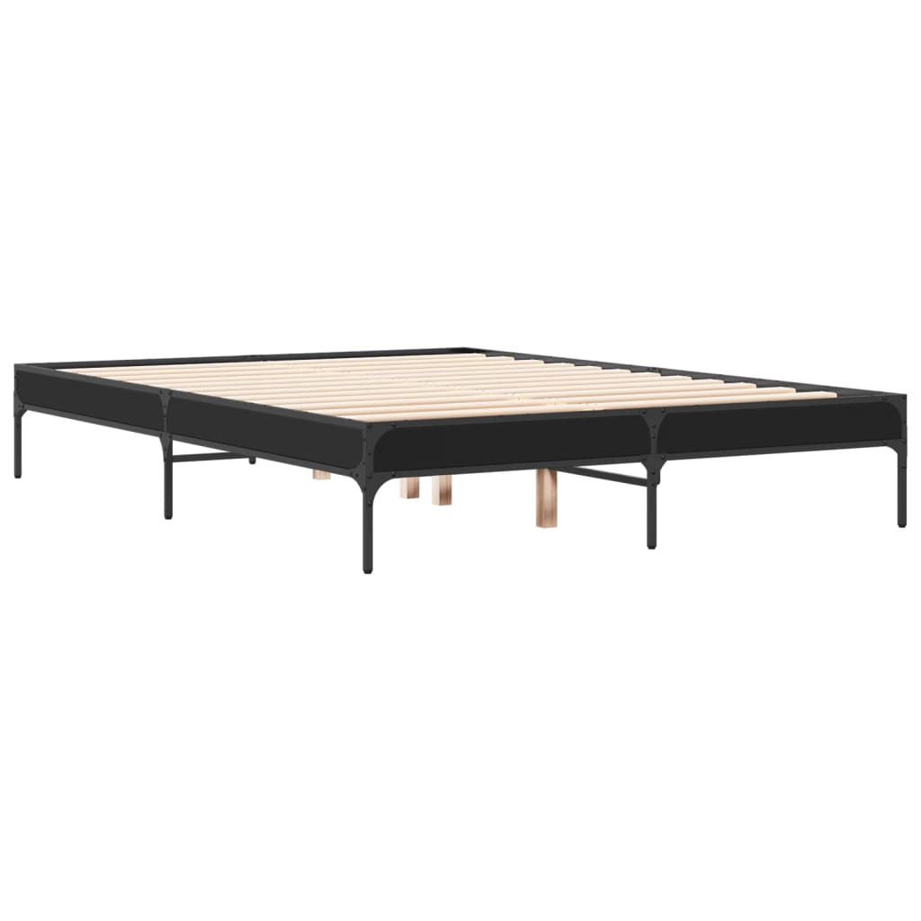vidaXL Rama łóżka, czarna, 120x200 cm, materiał drewnopochodny i metal