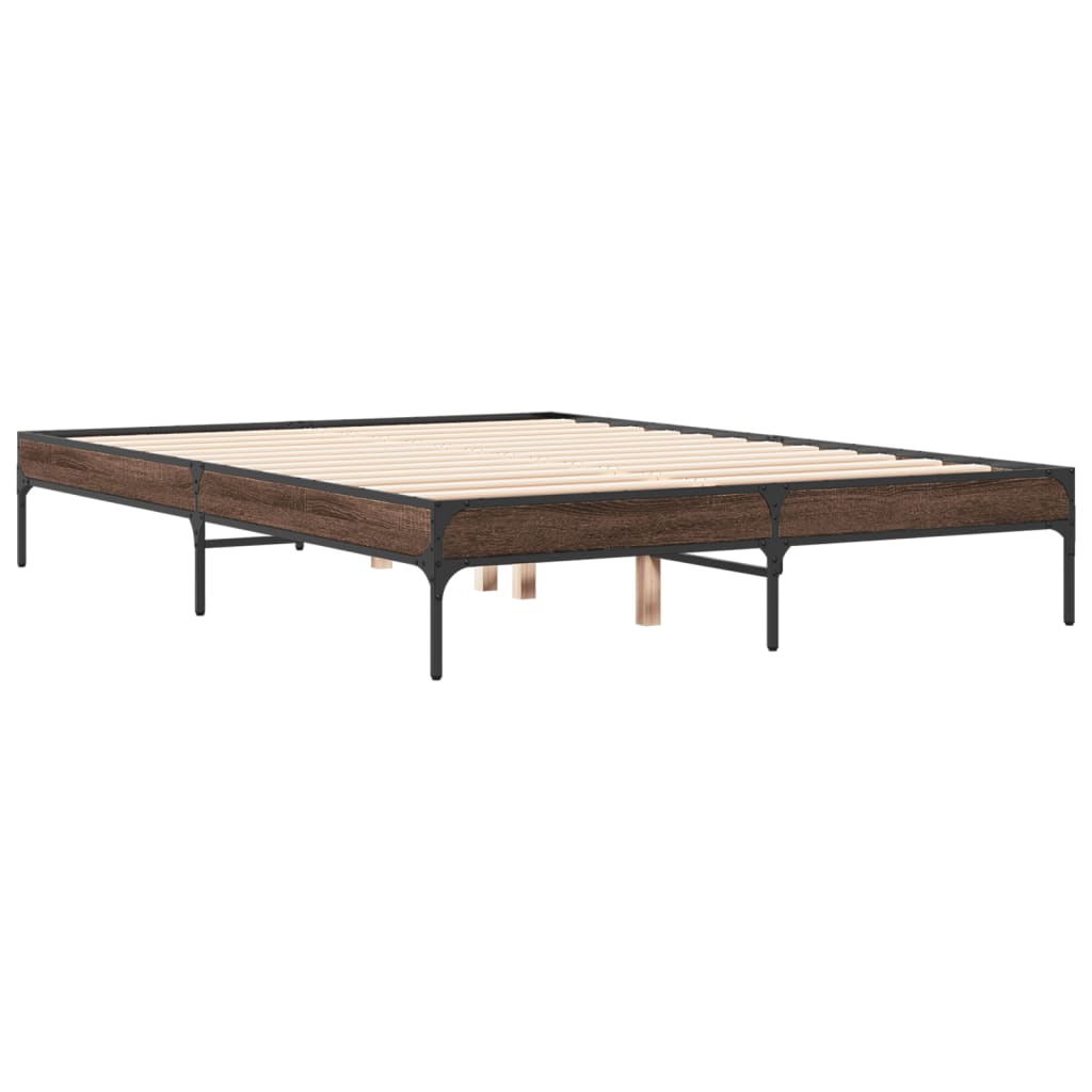 vidaXL Rama łóżka, brązowy dąb, 120x200 cm, materiał drewnopochodny