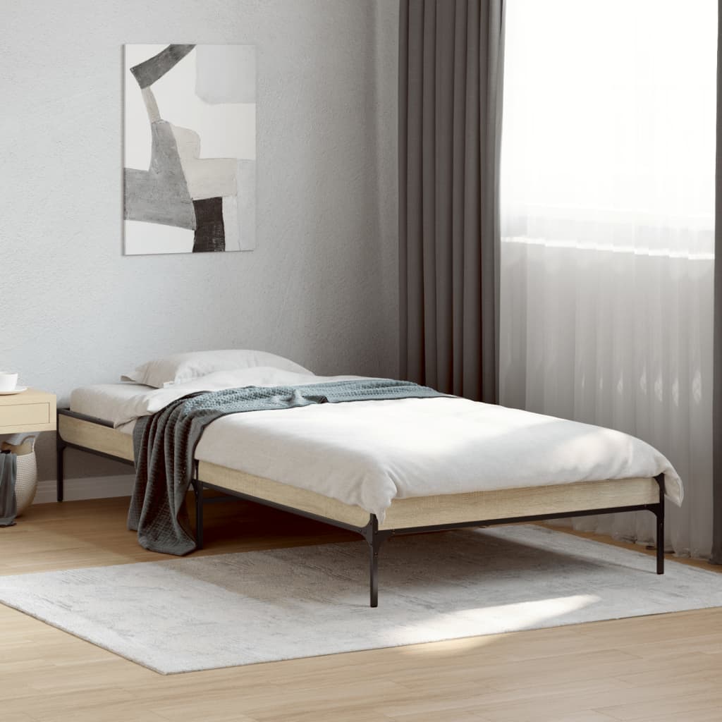 vidaXL Rama łóżka, dąb sonoma, 100x200 cm, materiał drewnopochodny