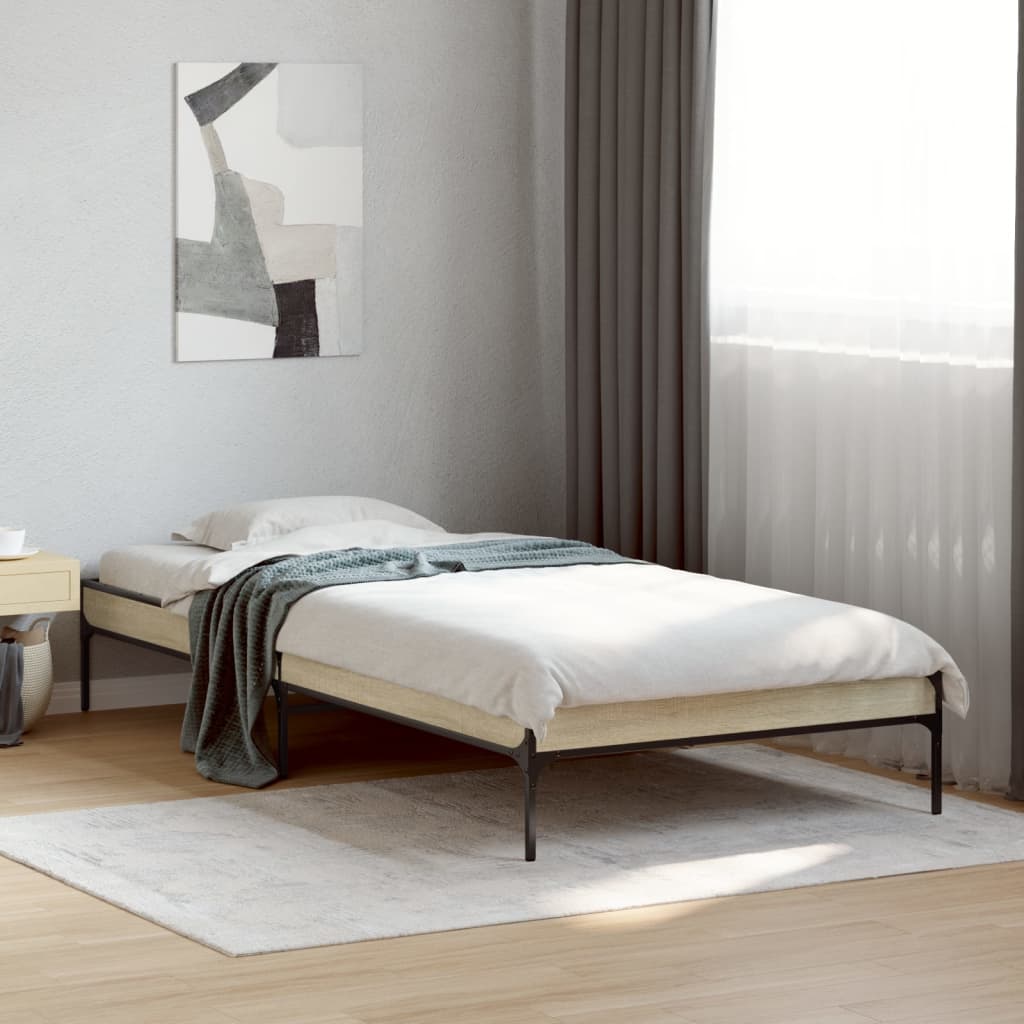 vidaXL Rama łóżka, dąb sonoma, 90x200 cm, materiał drewnopochodny