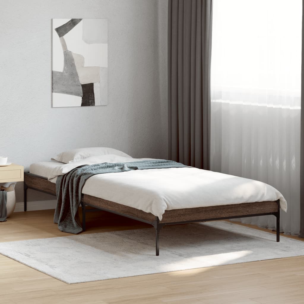 vidaXL Rama łóżka, brązowy dąb, 90x200 cm, materiał drewnopochodny