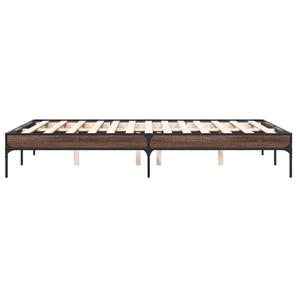 vidaXL Rama łóżka, brązowy dąb, 135x190 cm, materiał drewnopochodny