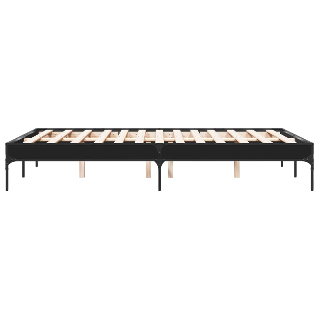 vidaXL Rama łóżka, czarna, 120x190 cm, materiał drewnopochodny i metal