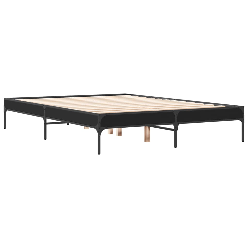 vidaXL Rama łóżka, czarna, 120x190 cm, materiał drewnopochodny i metal