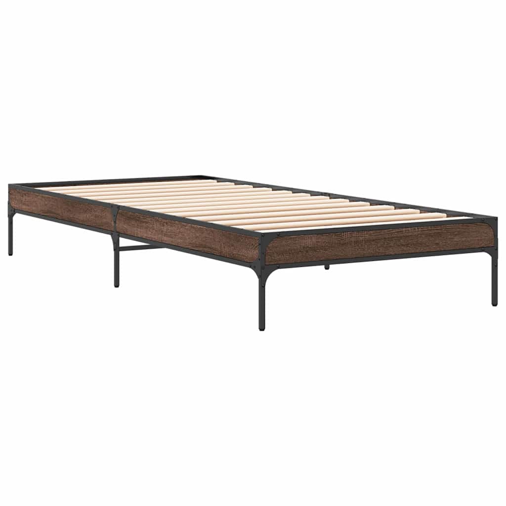 vidaXL Rama łóżka, brązowy dąb, 75x190 cm, materiał drewnopochodny