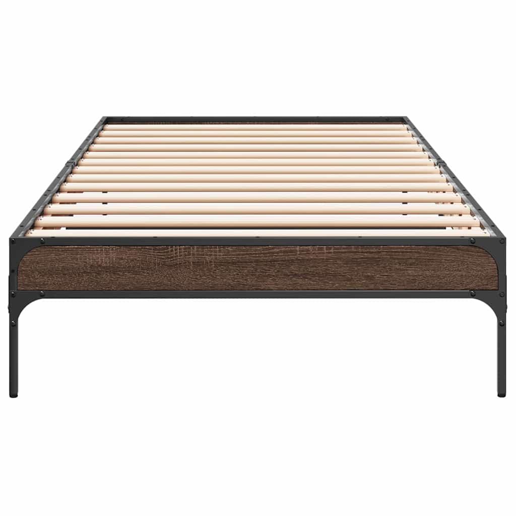 vidaXL Rama łóżka, brązowy dąb, 75x190 cm, materiał drewnopochodny