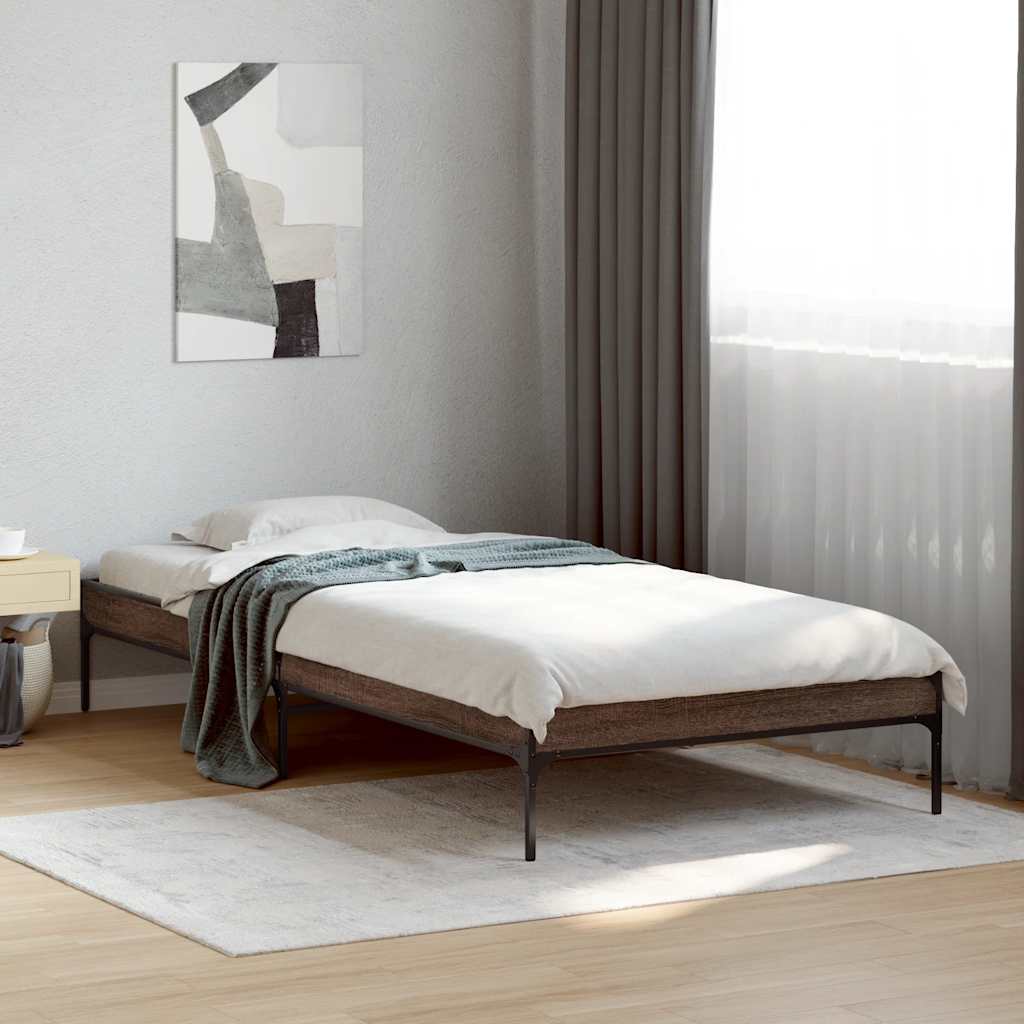 vidaXL Rama łóżka, brązowy dąb, 75x190 cm, materiał drewnopochodny