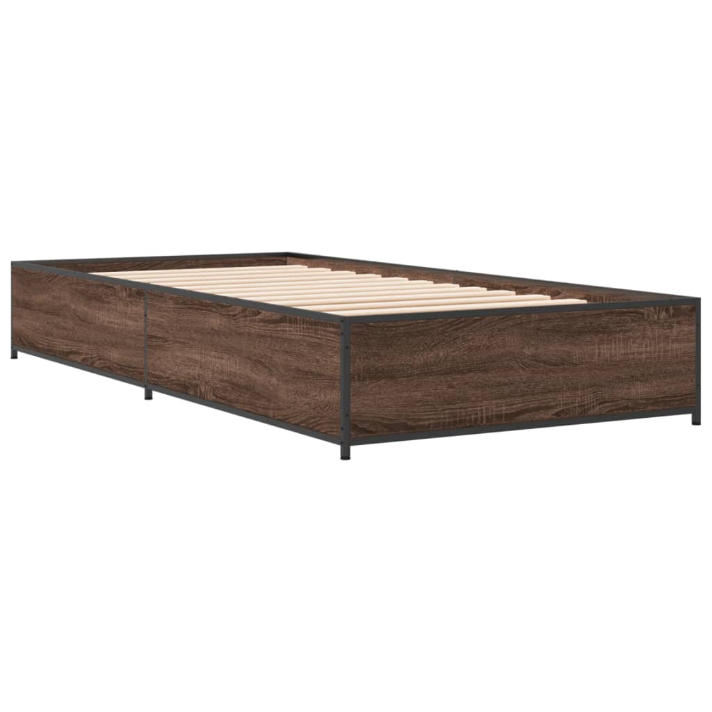 vidaXL Rama łóżka, brązowy dąb, 100x200 cm, materiał drewnopochodny
