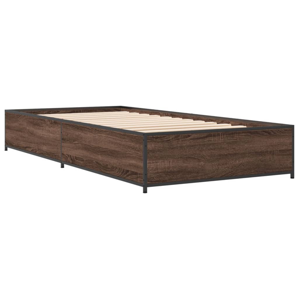 vidaXL Rama łóżka, brązowy dąb, 100x200 cm, materiał drewnopochodny