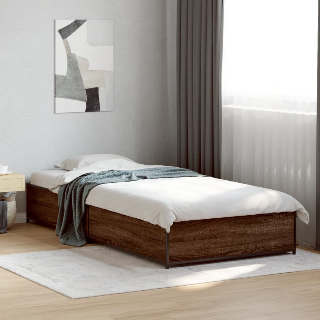 vidaXL Rama łóżka, brązowy dąb, 100x200 cm, materiał drewnopochodny