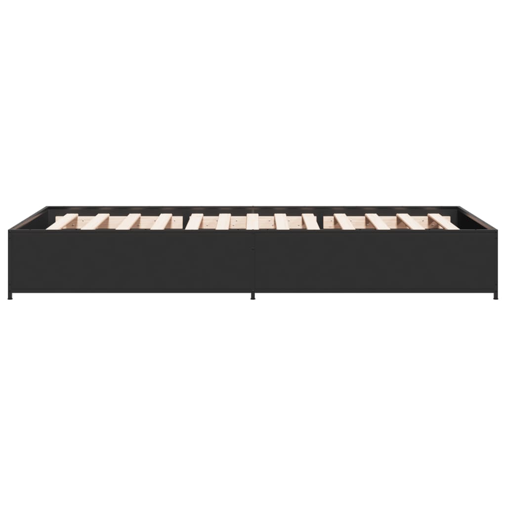vidaXL Rama łóżka, czarna, 75x190 cm, materiał drewnopochodny i metal