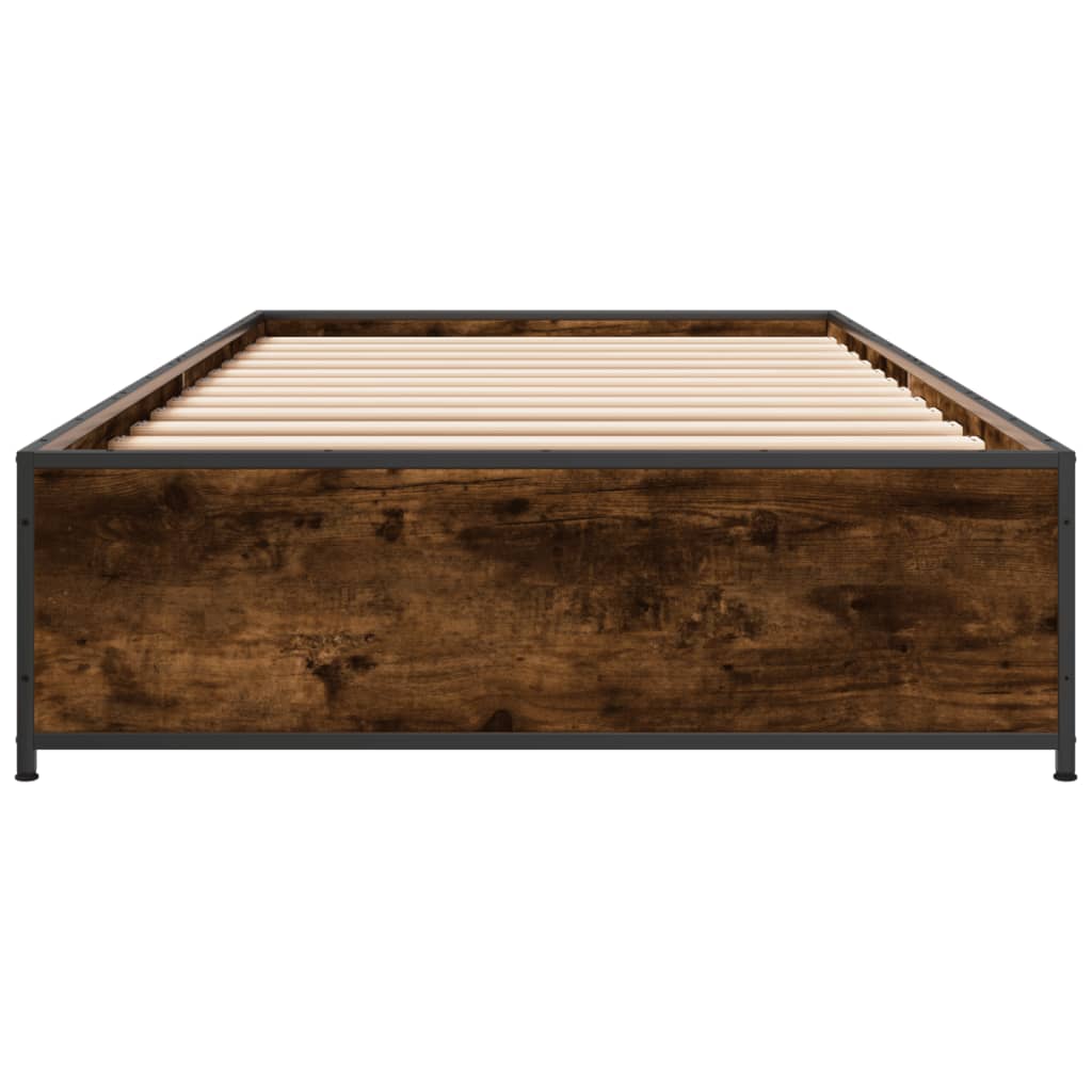 vidaXL Rama łóżka, przydymiony dąb, 75x190 cm, materiał drewnopochodny