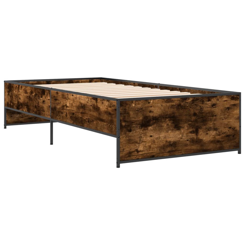 vidaXL Rama łóżka, przydymiony dąb, 90x200 cm, materiał drewnopochodny