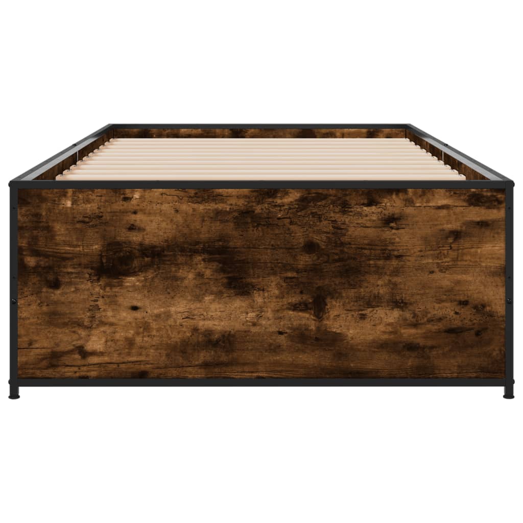 vidaXL Rama łóżka, przydymiony dąb, 90x200 cm, materiał drewnopochodny