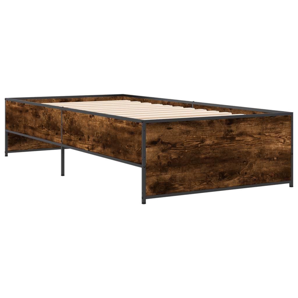 vidaXL Rama łóżka, przydymiony dąb, 90x200 cm, materiał drewnopochodny