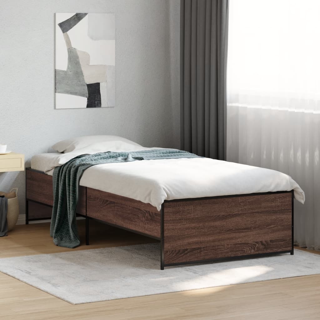 vidaXL Rama łóżka, brązowy dąb, 90x200 cm, materiał drewnopochodny