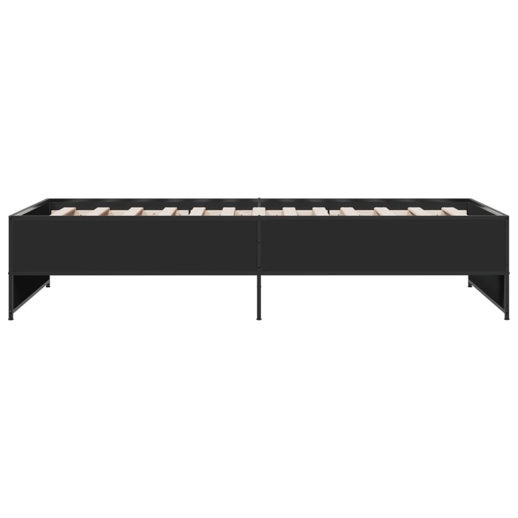 vidaXL Rama łóżka, czarna, 90x190 cm, materiał drewnopochodny i metal