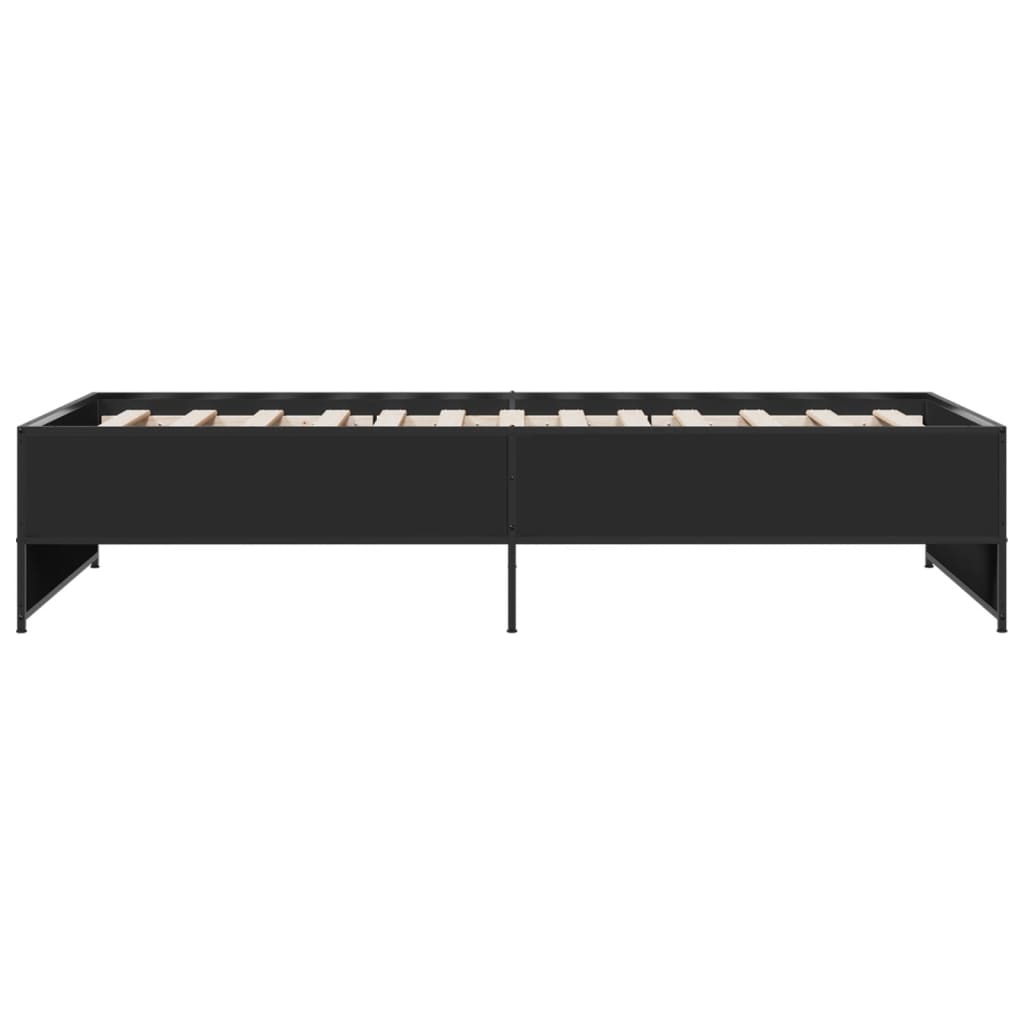 vidaXL Rama łóżka, czarna, 75x190 cm, materiał drewnopochodny i metal