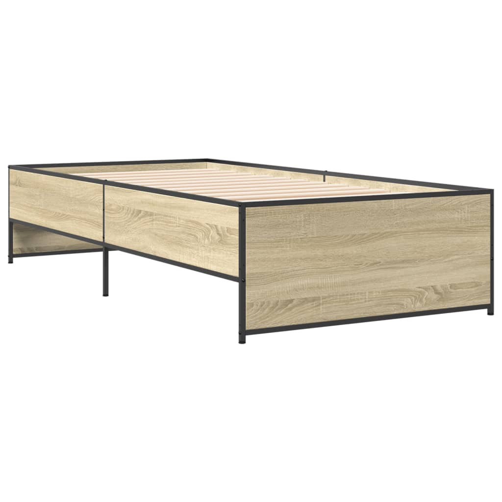 vidaXL Rama łóżka, dąb sonoma, 75x190 cm, materiał drewnopochodny