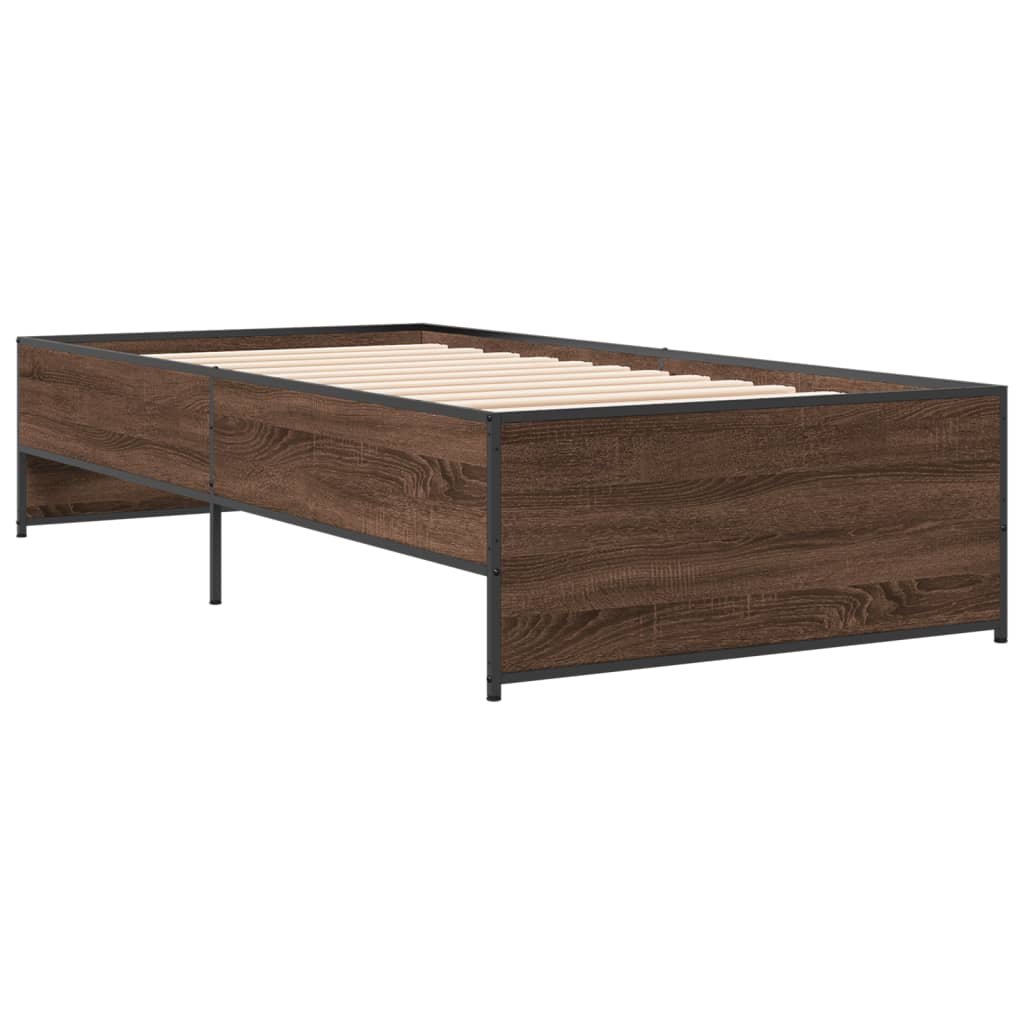 vidaXL Rama łóżka, brązowy dąb, 75x190 cm, materiał drewnopochodny