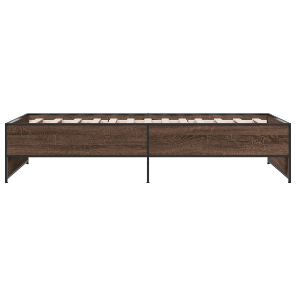 vidaXL Rama łóżka, brązowy dąb, 75x190 cm, materiał drewnopochodny