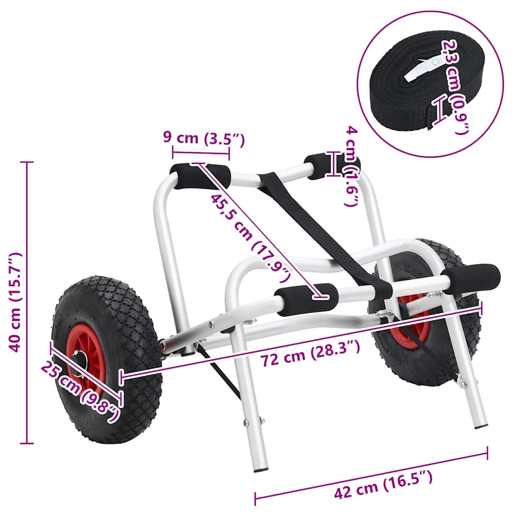 vidaXL Wózek do transportu kajaka, składany, 45 kg, aluminiowy