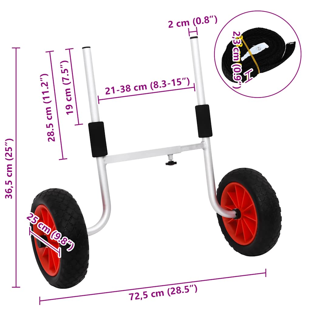 vidaXL Wózek do transportu kajaka, 90 kg, aluminiowy