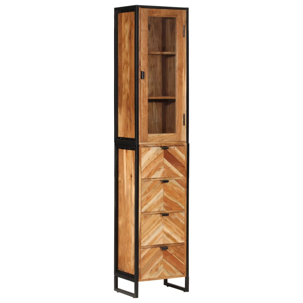 vidaXL Szafka łazienkowa, 40x27x190 cm, żelazo i lite drewno akacjowe