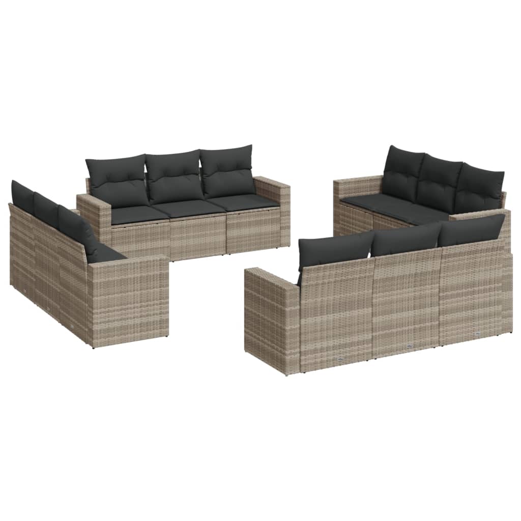 vidaXL 12-cz. zestaw mebli ogrodowych, z poduszkami, jasnoszary