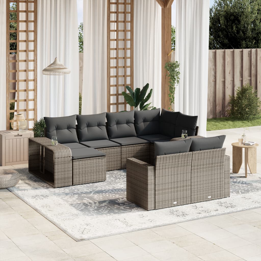 vidaXL 10-cz. zestaw wypoczynkowy do ogrodu, z poduszkami, szary