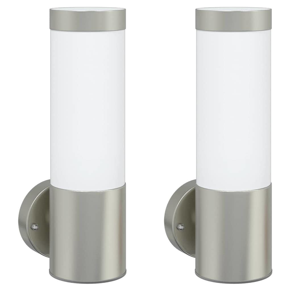 vidaXL Zewnętrzna lampa ścienna 2 pcs Srebrny 12 x 8,5 x 27 cm