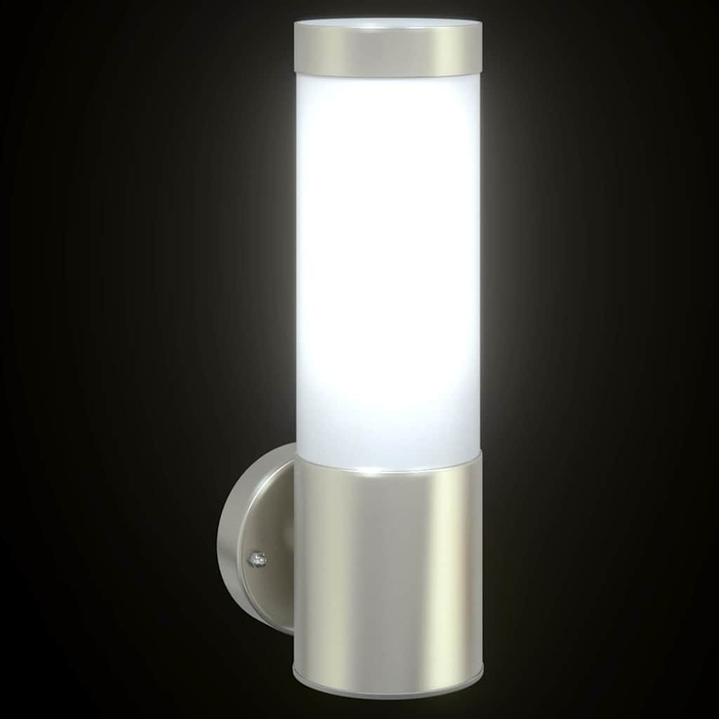 vidaXL Zewnętrzna lampa ścienna 2 pcs Srebrny 12 x 8,5 x 27 cm