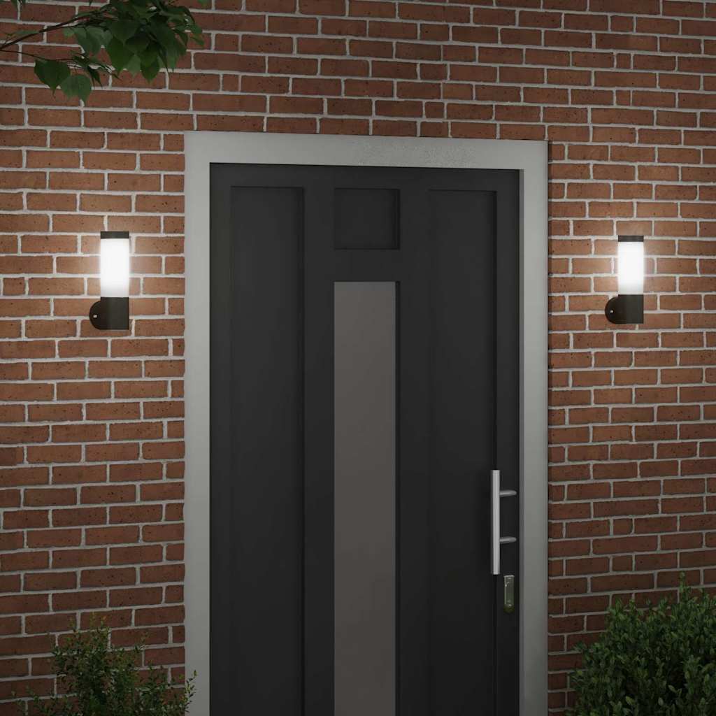 vidaXL Zewnętrzna lampa ścienna 2 pcs Czarny 12 x 8,5 x 27 cm