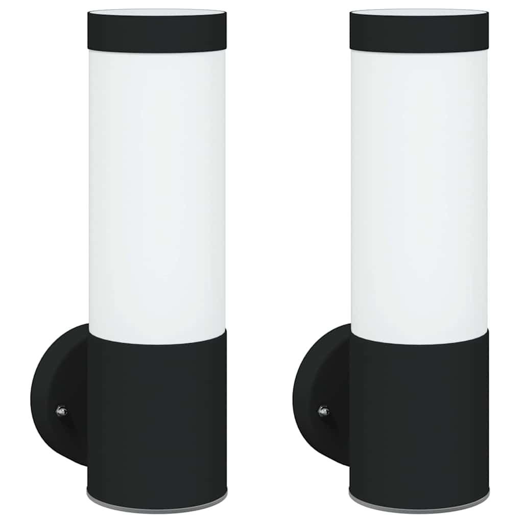 vidaXL Zewnętrzna lampa ścienna 2 pcs Czarny 12 x 8,5 x 27 cm