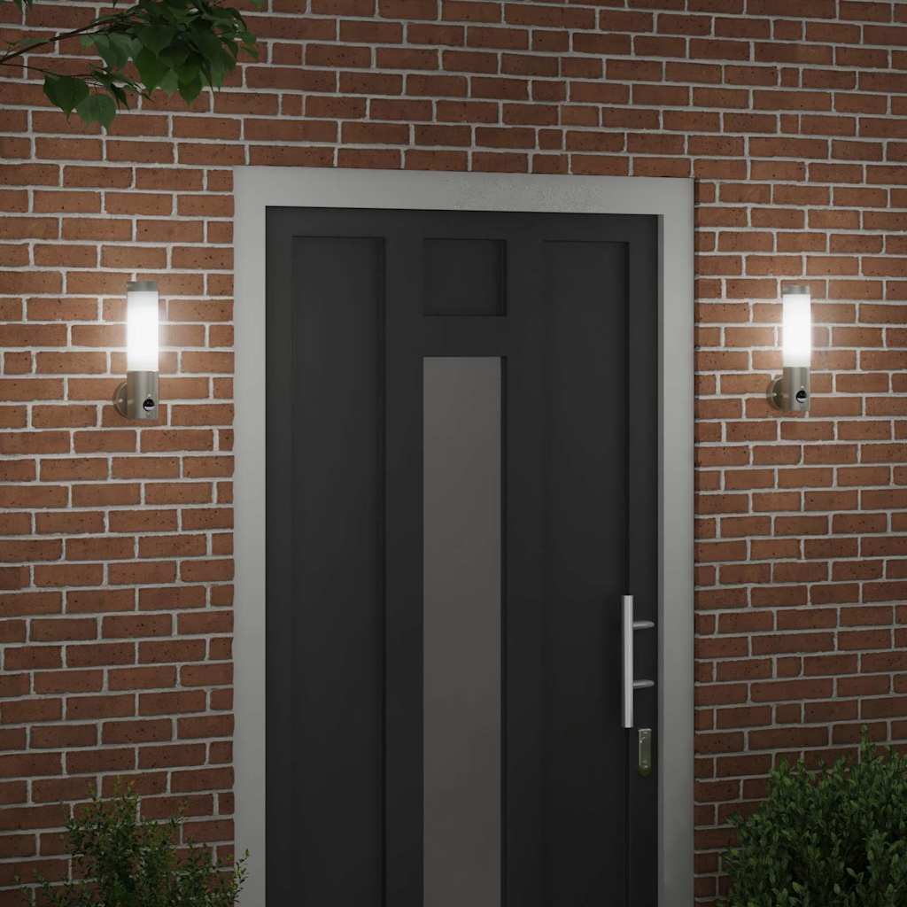 vidaXL Zewnętrzna lampa ścienna 2 pcs Srebrny 12 x 8,5 x 29 cm