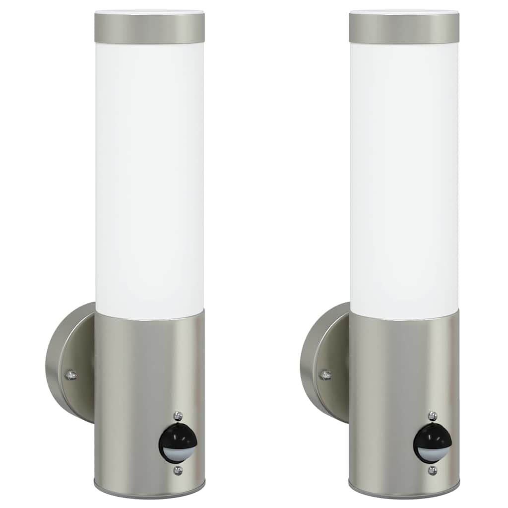 vidaXL Zewnętrzna lampa ścienna 2 pcs Srebrny 12 x 8,5 x 29 cm