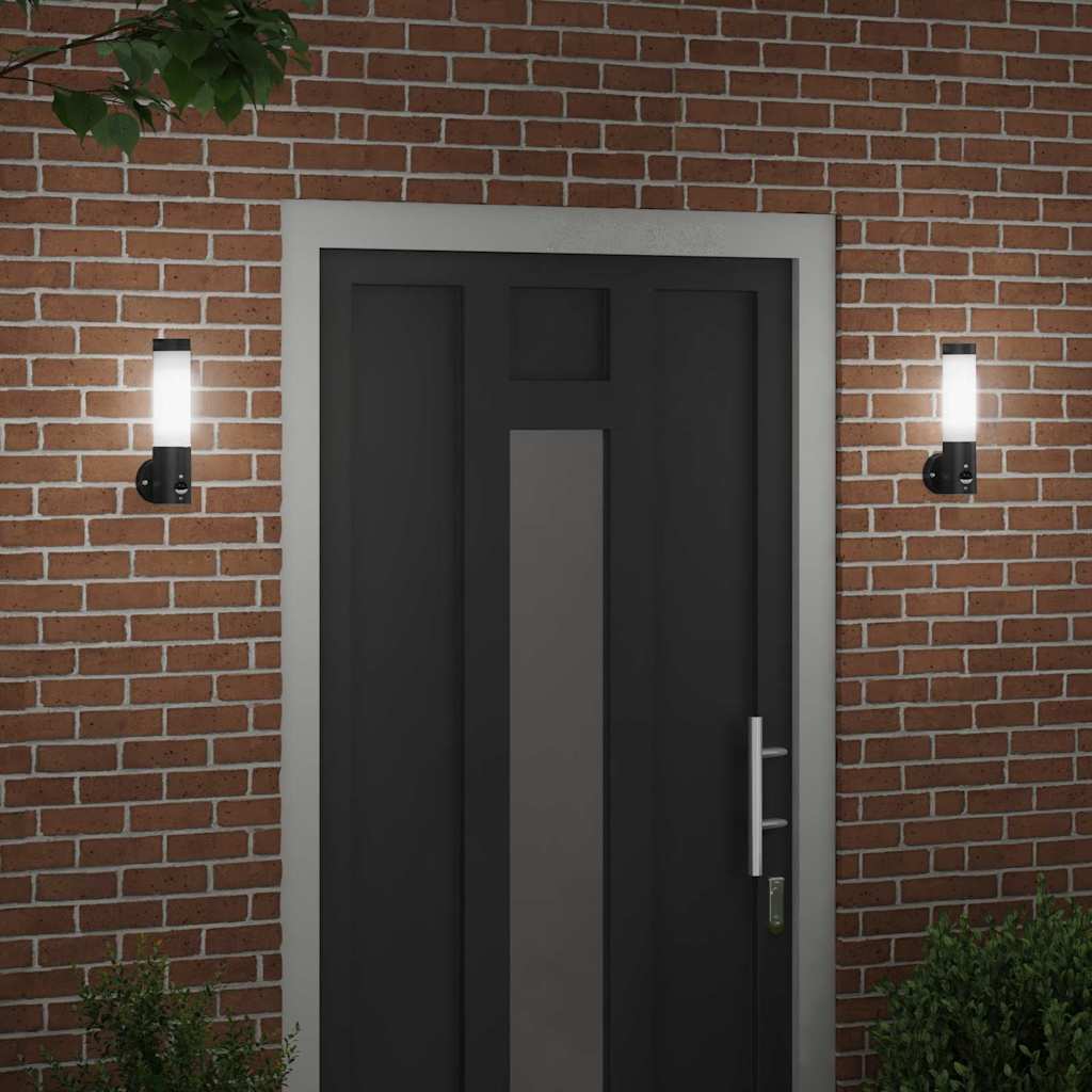 vidaXL Zewnętrzna lampa ścienna 2 pcs Czarny 12 x 8,5 x 29 cm