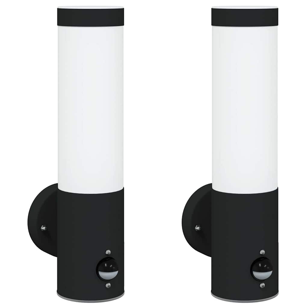 vidaXL Zewnętrzna lampa ścienna 2 pcs Czarny 12 x 8,5 x 29 cm