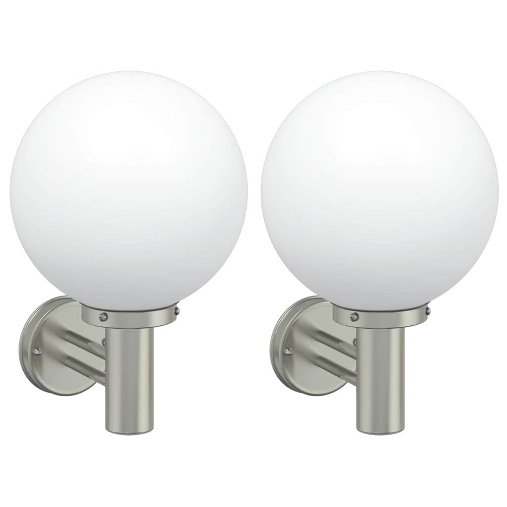 vidaXL Zewnętrzna lampa ścienna 2 pcs Srebrny 28 x 25 x 38 cm