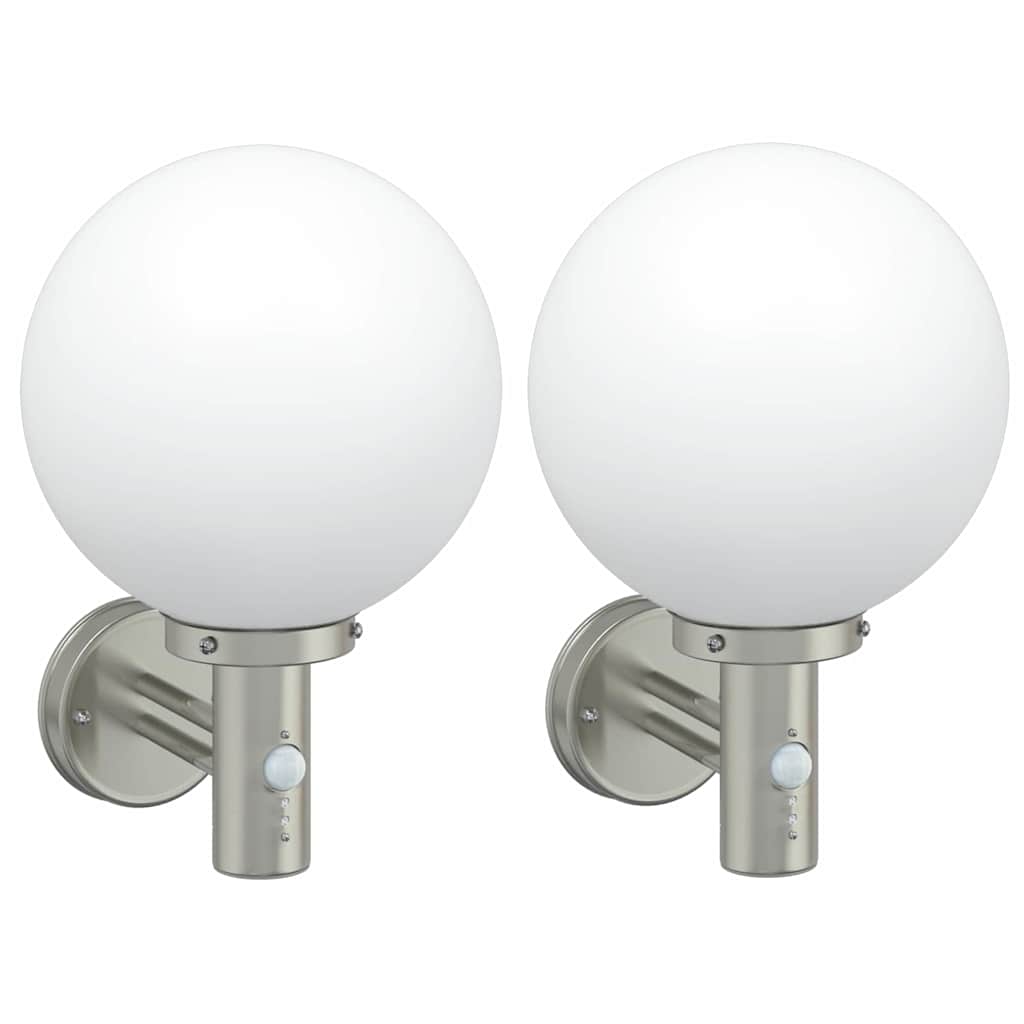 vidaXL Zewnętrzna lampa ścienna 2 pcs Srebrny 28 x 25 x 38 cm