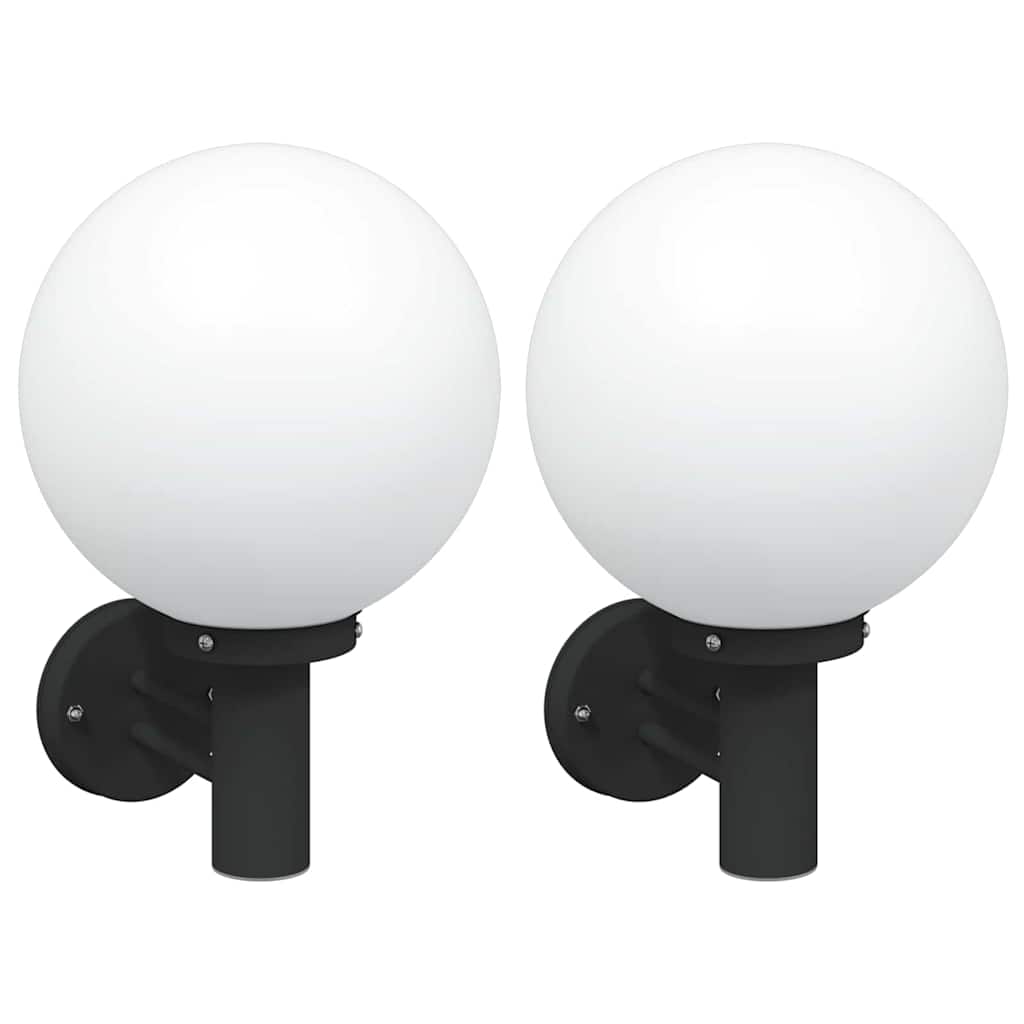 vidaXL Zewnętrzna lampa ścienna 2 pcs Czarny 28 x 25 x 38 cm