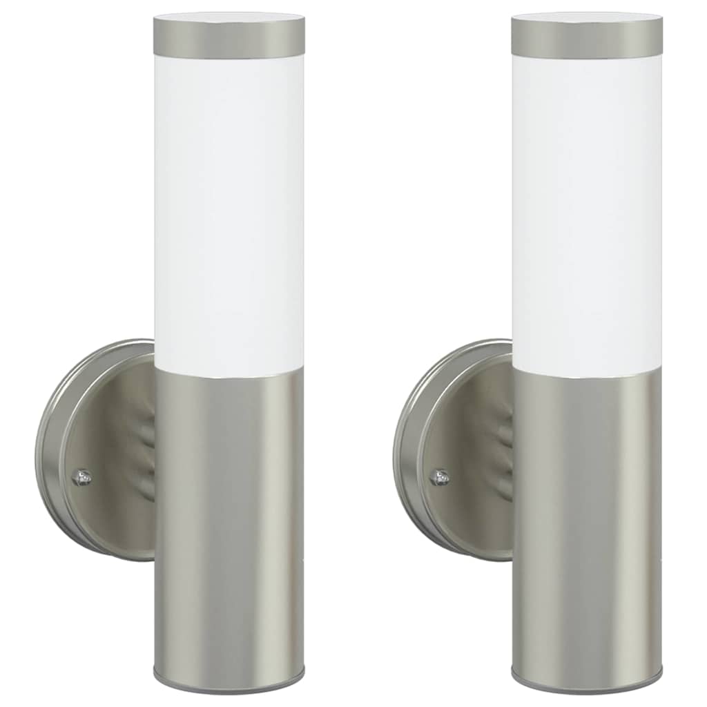 vidaXL Zewnętrzna lampa ścienna 2 pcs Srebrny 15 x 7,5 x 33 cm