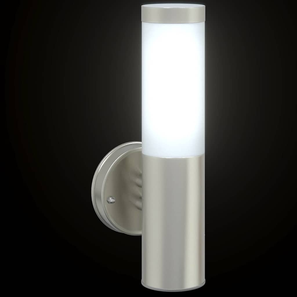 vidaXL Zewnętrzna lampa ścienna 2 pcs Srebrny 15 x 7,5 x 33 cm