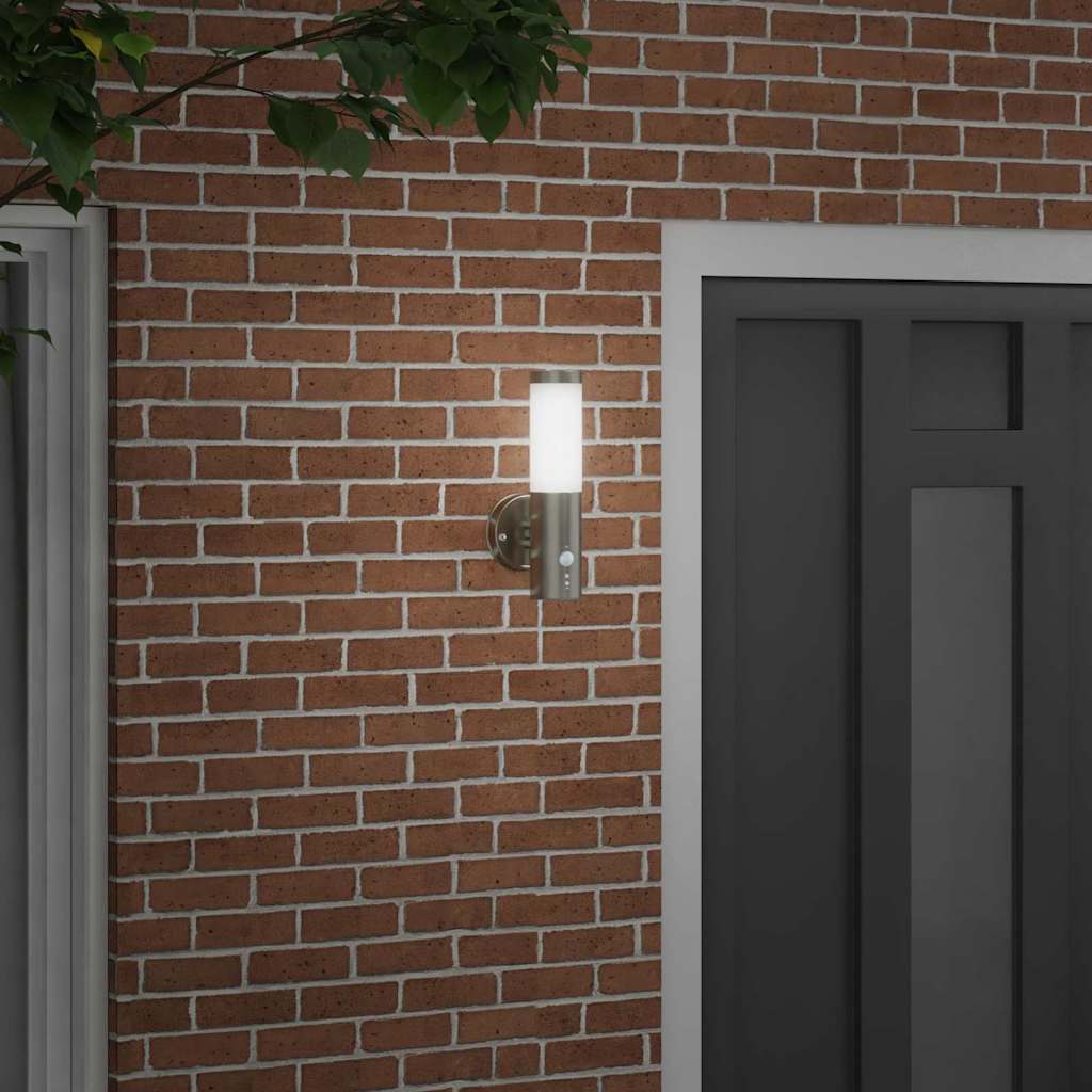 vidaXL Zewnętrzna lampa ścienna Srebrny 15 x 7,5 x 33 cm